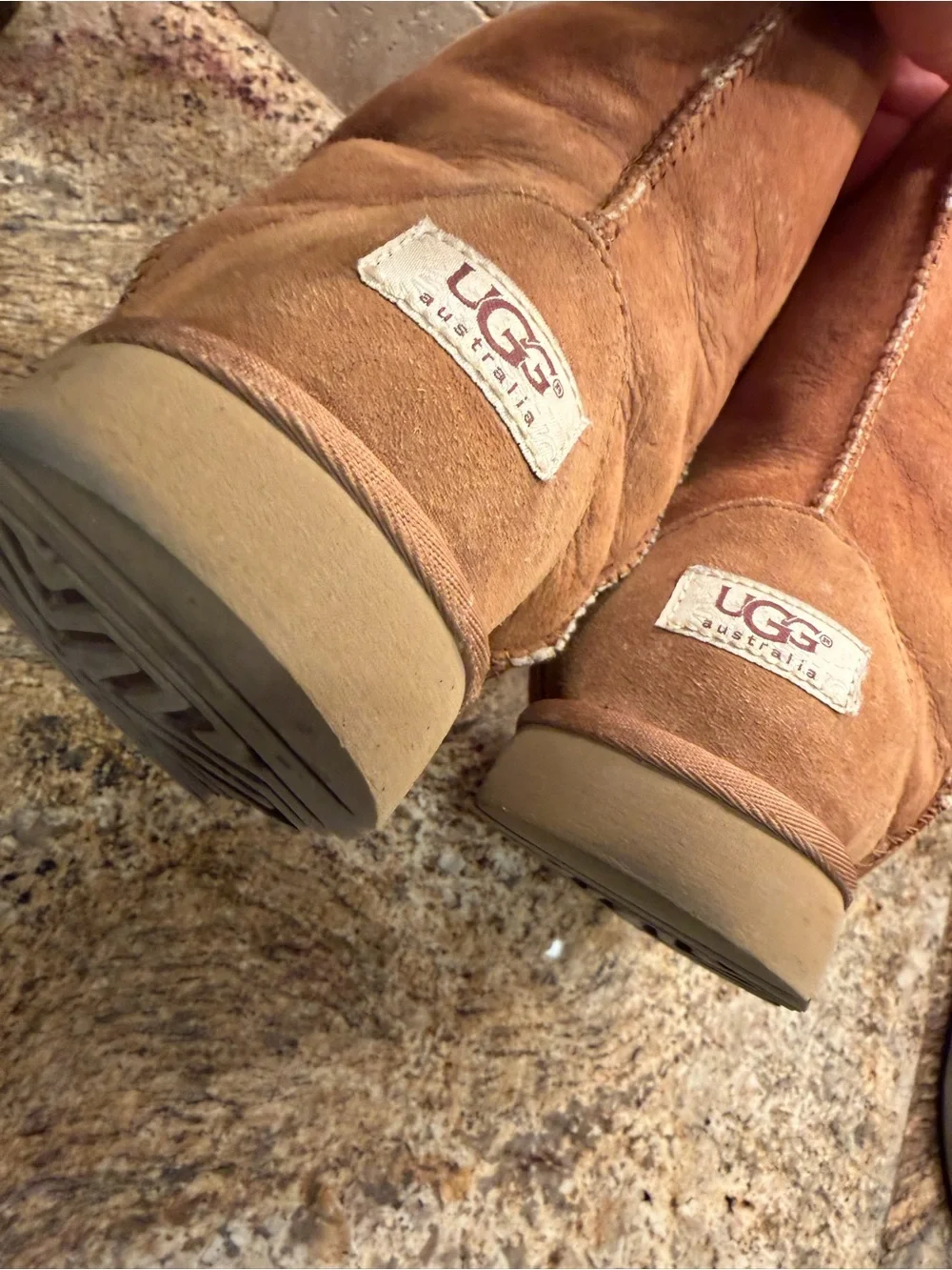 Kids-5 UGGS Tall Women's Suede Winter Boots - Chestnut Brown